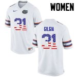 Women's Florida Gators #31 Anthony Gigla NCAA Nike White USA Flag Fashion Authentic Stitched College Football Jersey KWG0162KN